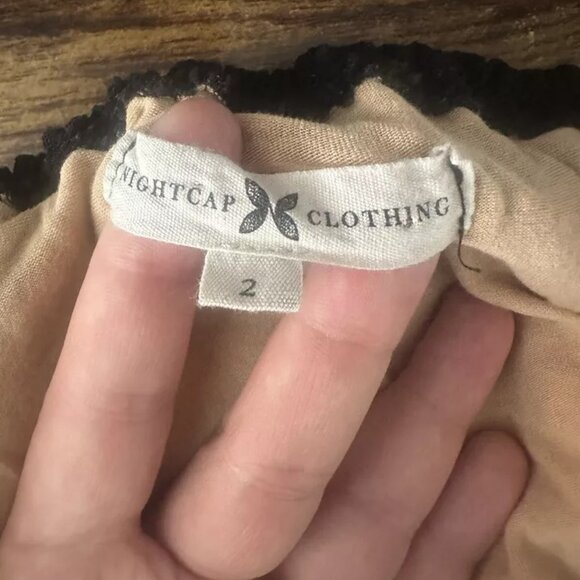 Nightcap Clothing Black Nude Lace Mini Dress Off the Shoulder Stretch Sz 2 Small - Picture 10 of 10